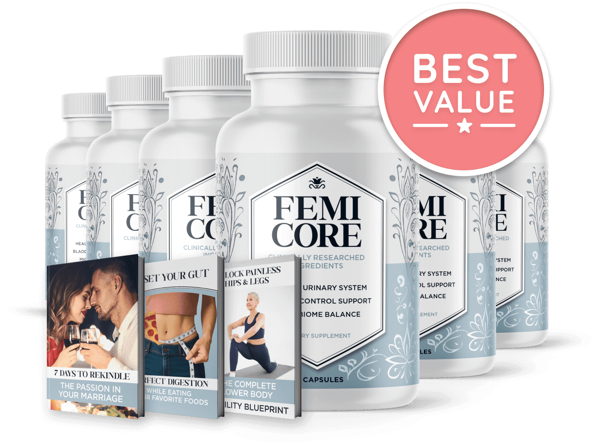 FemiCore 6 bottles — 180-day supply with bonuses
